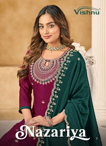 Nazariya By Vishnu Vichitra Silk With Work Online Dress Material Wholesale

